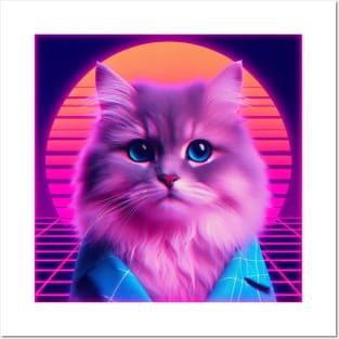 vaporwave cat Posters and Art